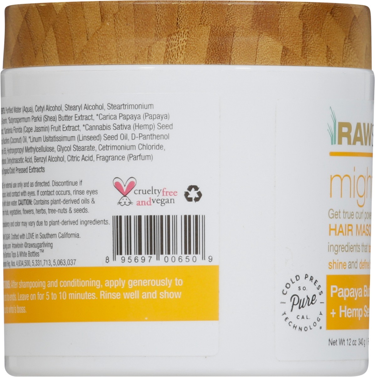 slide 5 of 9, Raw Sugar Mighty Curls Papaya Butter + Coconut + Hemp Seed Oil Hair Masque 12 oz, 12 oz