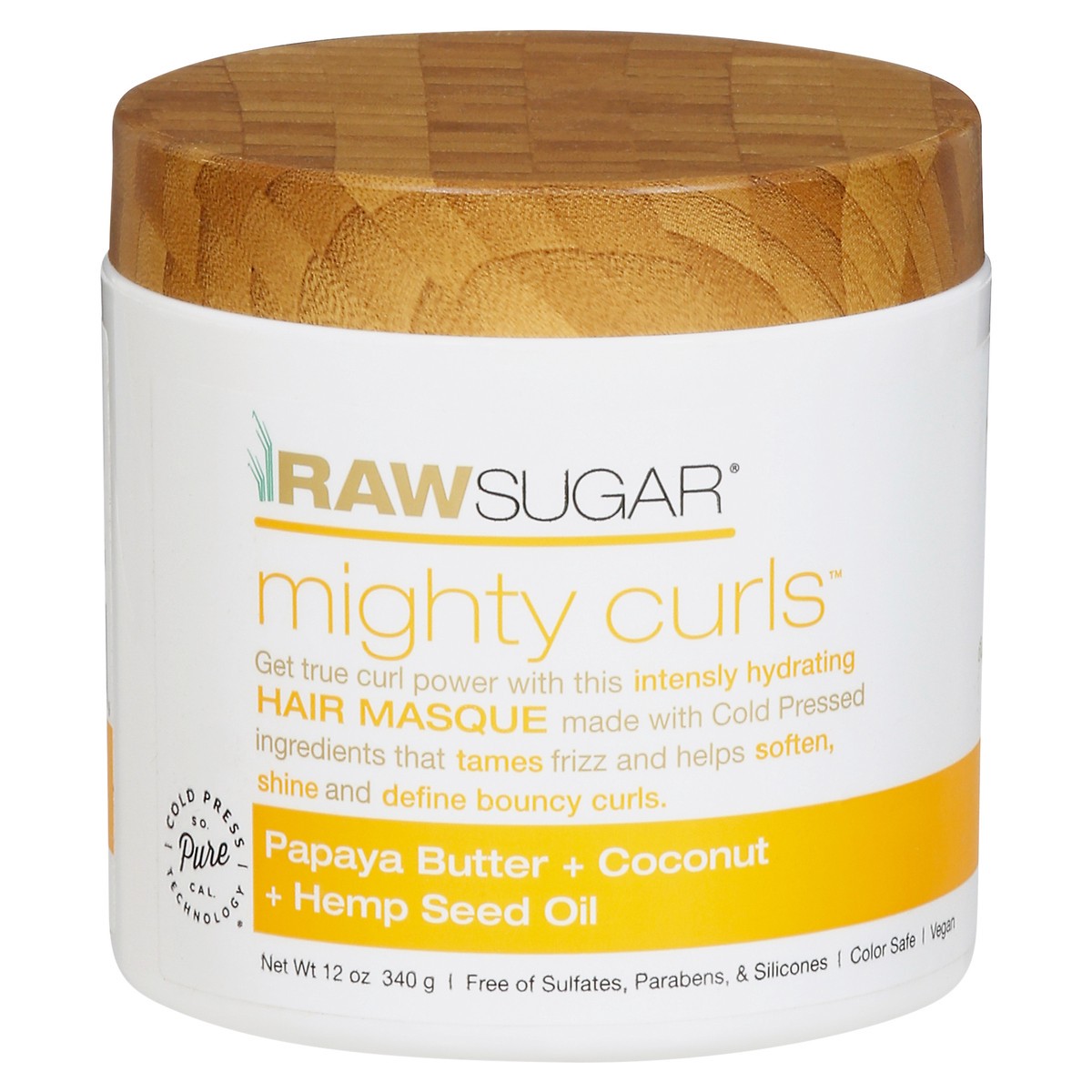 slide 1 of 9, Raw Sugar Mighty Curls Papaya Butter + Coconut + Hemp Seed Oil Hair Masque 12 oz, 12 oz