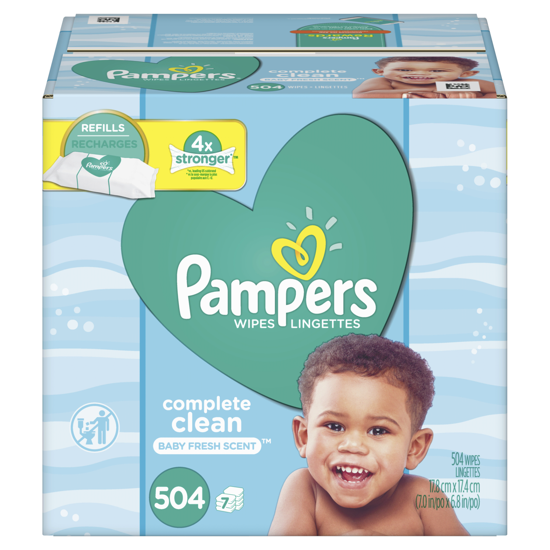slide 1 of 3, Pampers Complete Clean Baby Fresh Scent Wipes Refills, 7 / 72 ct