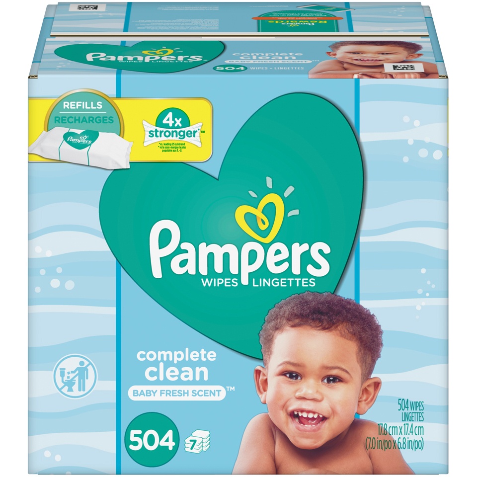 slide 1 of 5, Pampers Complete Clean Baby Fresh Scent Wipes Refills, 7 / 72 ct