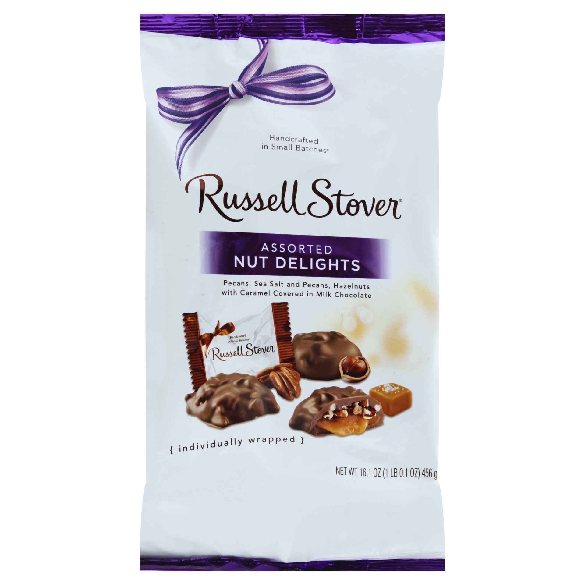 slide 1 of 1, Russell Stover Milk Chocolate Assorted Nut Delights, 16.1 oz