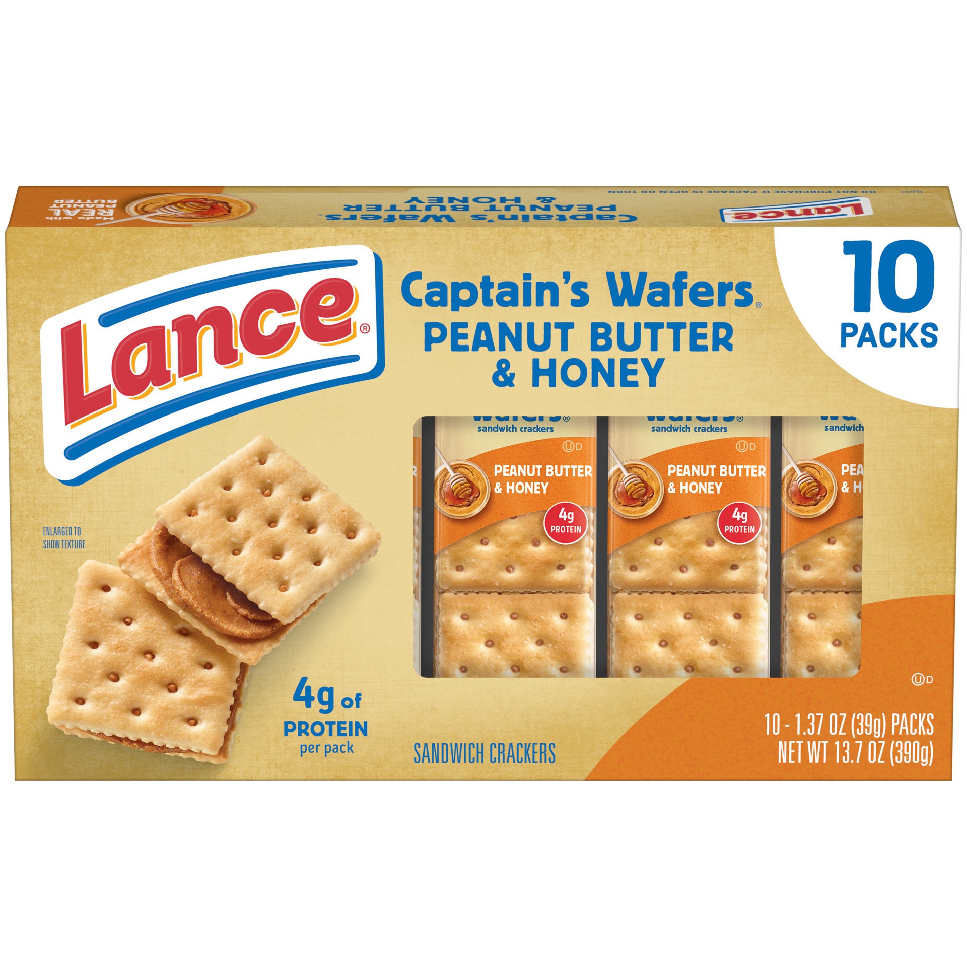 slide 1 of 6, Lance Captain's Wafers Peanut Butter and Honey Sandwich Crackers, 13.700 oz