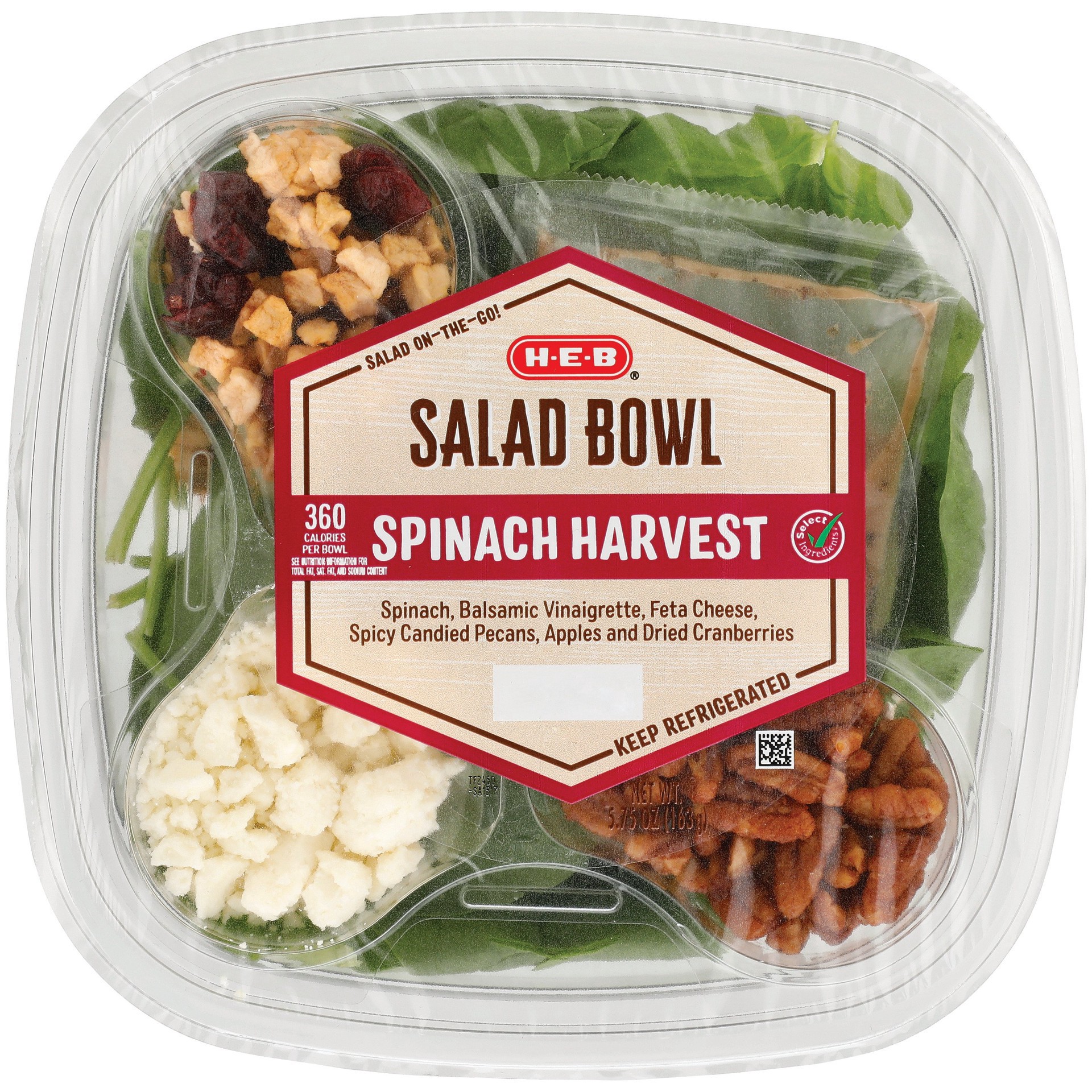 slide 1 of 1, H-E-B Spinach Harvest Salad Bowl, 5.75 oz