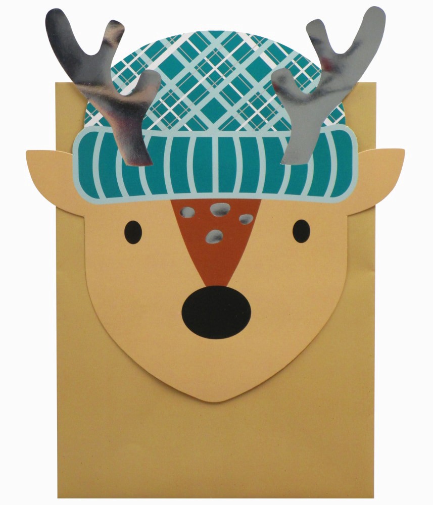 slide 1 of 1, Holiday Home Deer Shaped Holiday Gift Bag, 1 ct