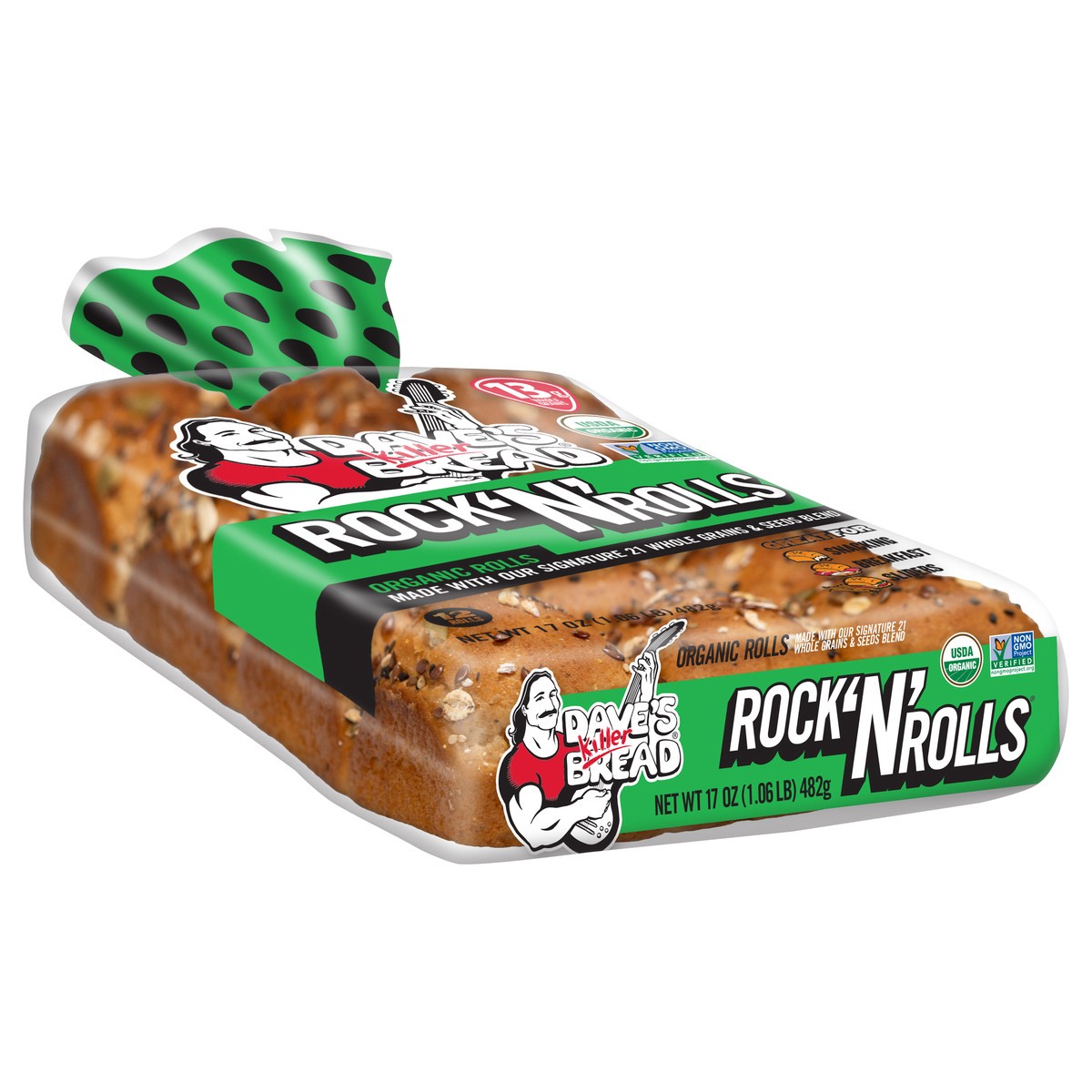 slide 2 of 4, Dave's Killer Bread Dave’s Killer Bread Rock 'N' Rolls, Organic Snack, Slider, Breakfast Rolls, 12 Count, 12 ct