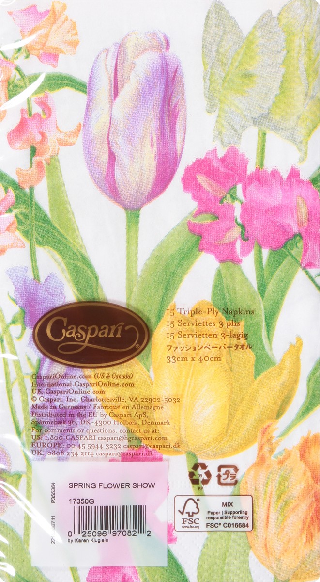 slide 2 of 12, Caspari Triple-Ply Spring Flower Show Napkins 15 ea, 