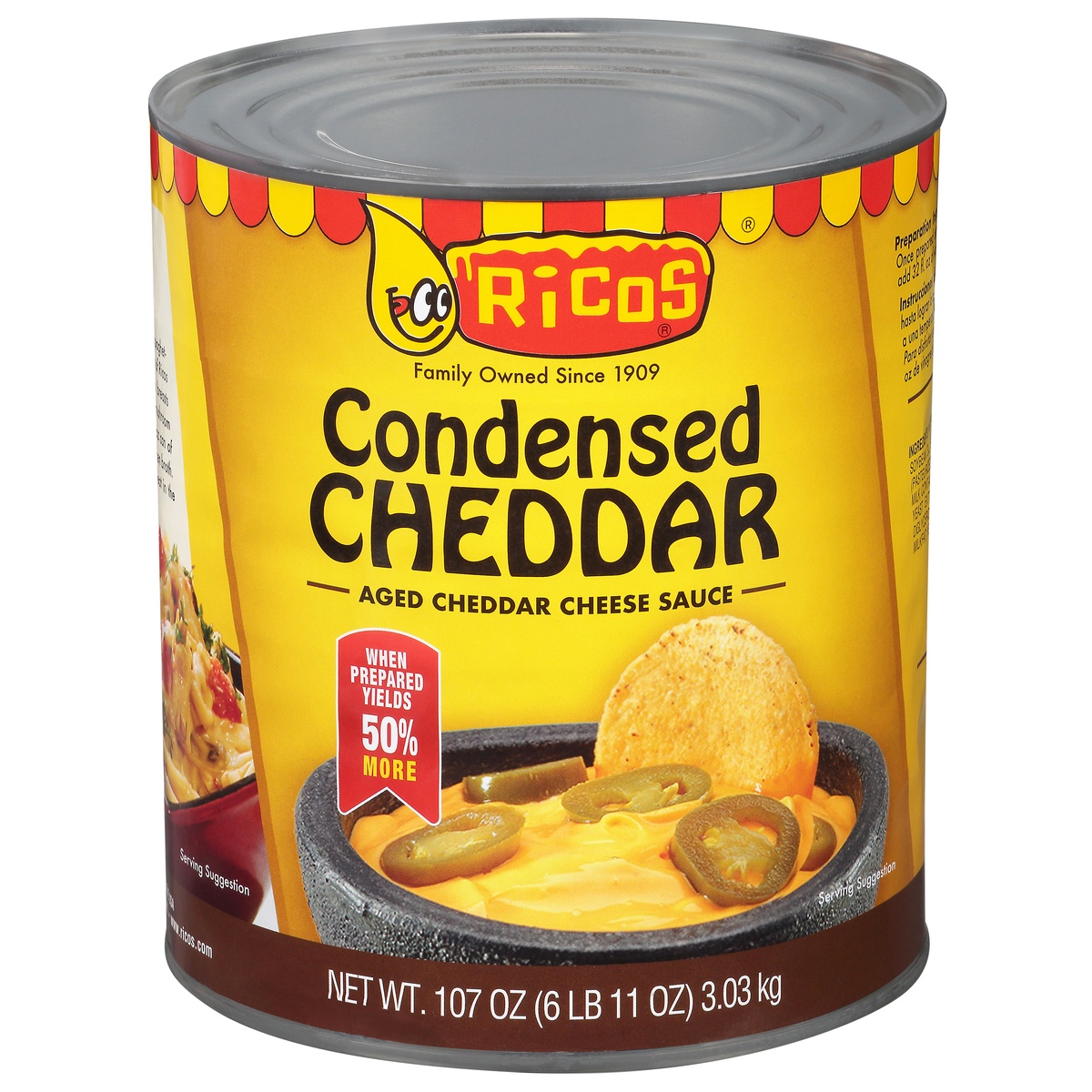 slide 1 of 1, Rico's Condensed Aged Cheddar Cheese Sauce, 107 oz