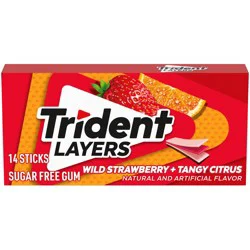Trident Layers Wild Strawberry & Tangy Citrus Sugar Free Gum, 14 Piece Pack