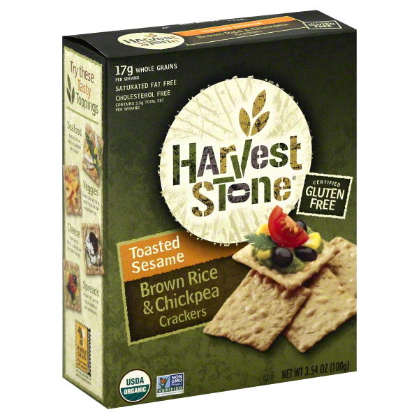 slide 1 of 4, Harvest Stone Roasted Sesame Crackers, 3.54 oz