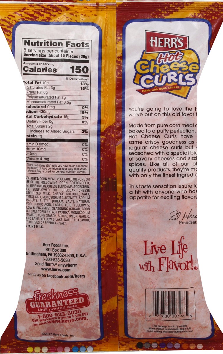 slide 5 of 6, Herr's Cheese Curls, Hot, 8.5 oz