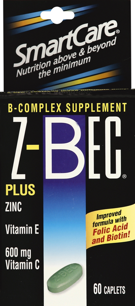 slide 1 of 2, SmartCare Z-Bec B-Complex Supplement, 60 ct