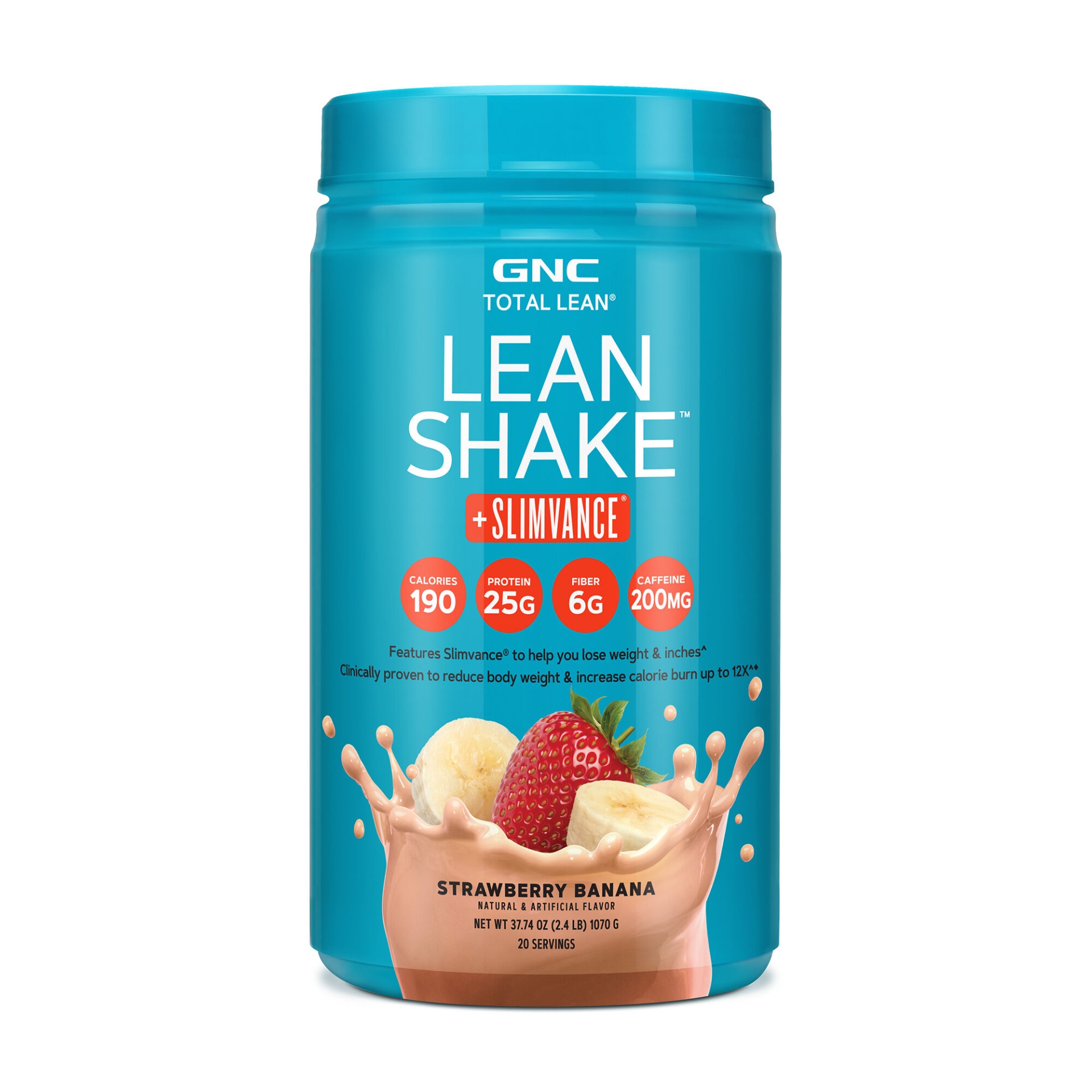 slide 1 of 1, GNC Total Lean Lean Shake + Slimvance Stim - Strawberry Banana, 2.4 lb