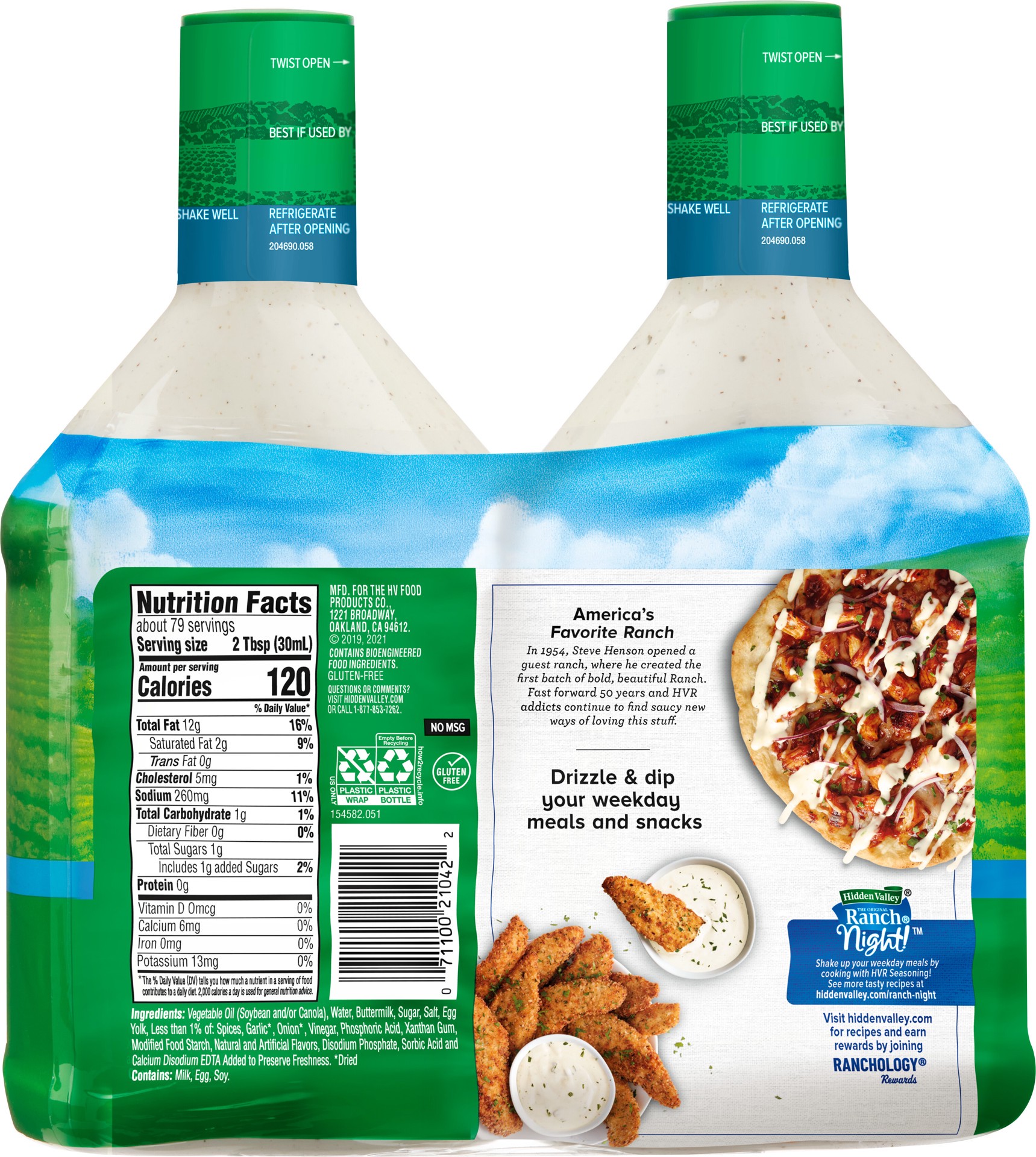 slide 2 of 5, Hidden Valley Original Ranch Homestyle Salad Dressing & Topping, Gluten Free - 40 Ounce Bottles - 2 Pack, 80 fl oz