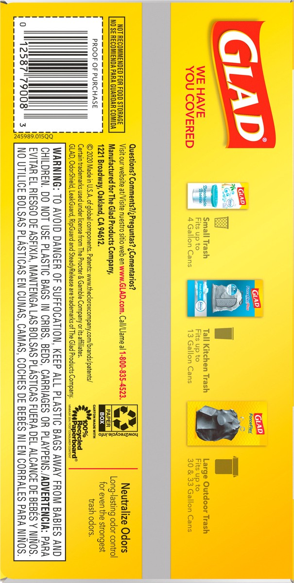 slide 7 of 8, Glad Force Flex Drawstring Odor Shield 13 Gallon 40ct, 40 ct