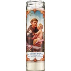 Prayer Candle Co. PRAYER CANDLE Star Novena Candle 8" White "San Antonio"