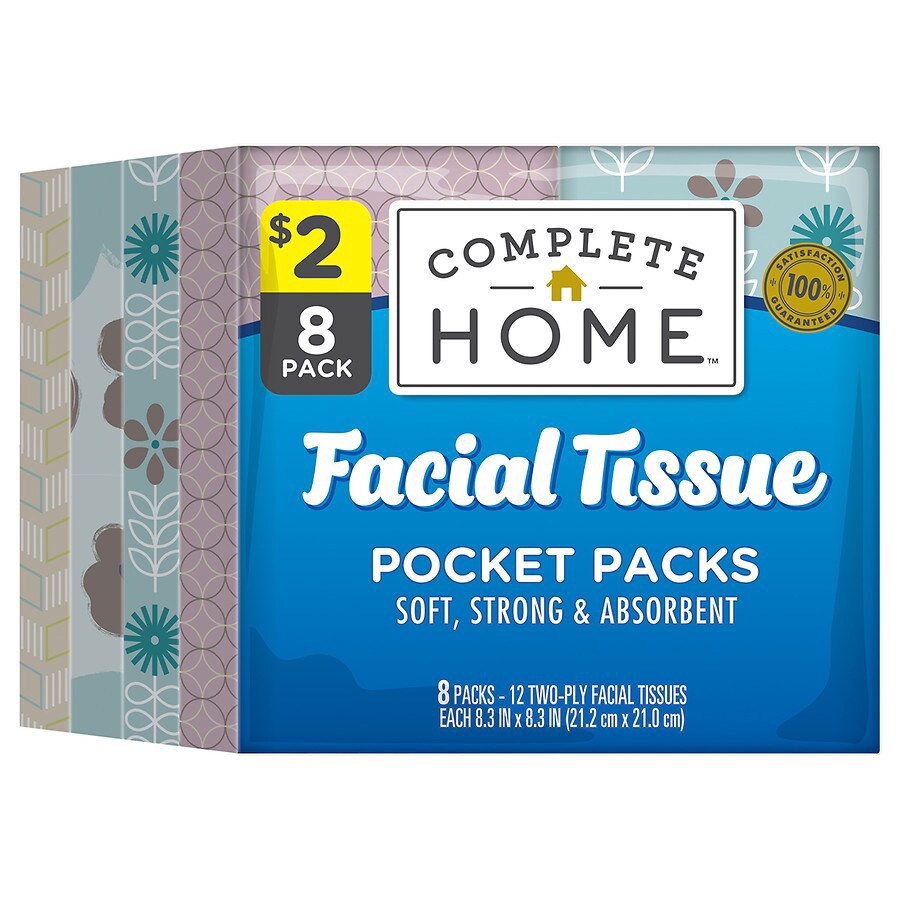 slide 5 of 5, Nice! Facial Tissue 8 Pack, 12 ct x 8 ct