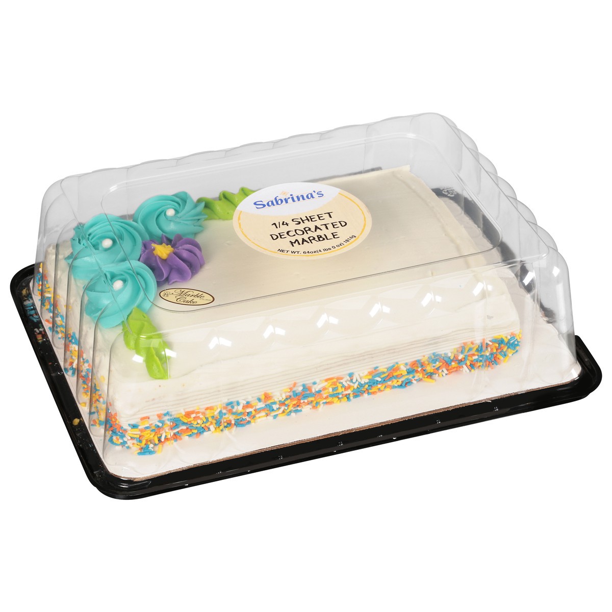 slide 11 of 11, Sabrina's 1/4 Sheet Decorated Marble Cake 64 oz, 64 oz