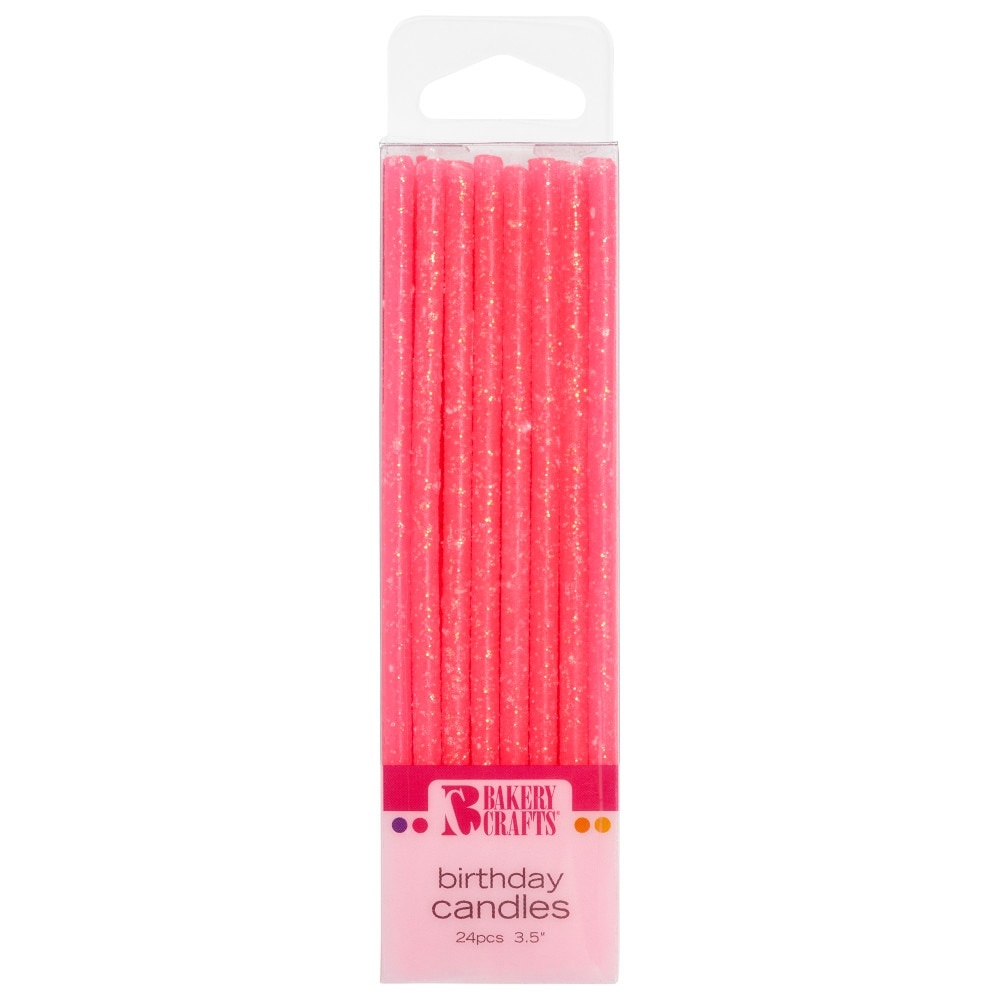 slide 1 of 1, Bakery Crafts Slim Pink Birthday Candles, 24 ct; 3.5 in