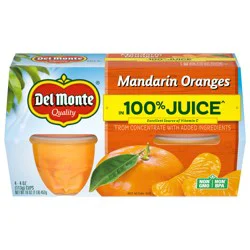 Del Monte Mandarin Orange Fruit Cup Snacks in 100% Juice, 4 oz Cup (Pack of 4)