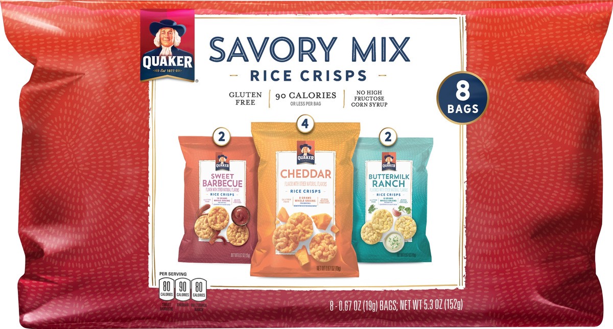 slide 3 of 5, Quaker Rice Crisps, 8 ct