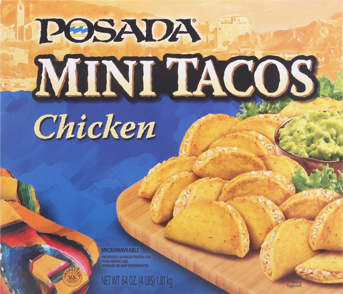 slide 7 of 13, Posada Chicken Mini Taco, 64 oz