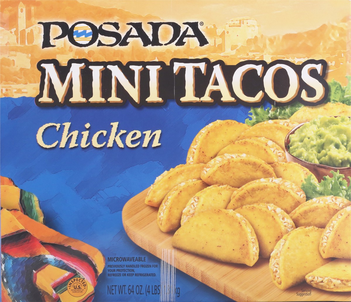 slide 10 of 13, Posada Chicken Mini Taco, 64 oz