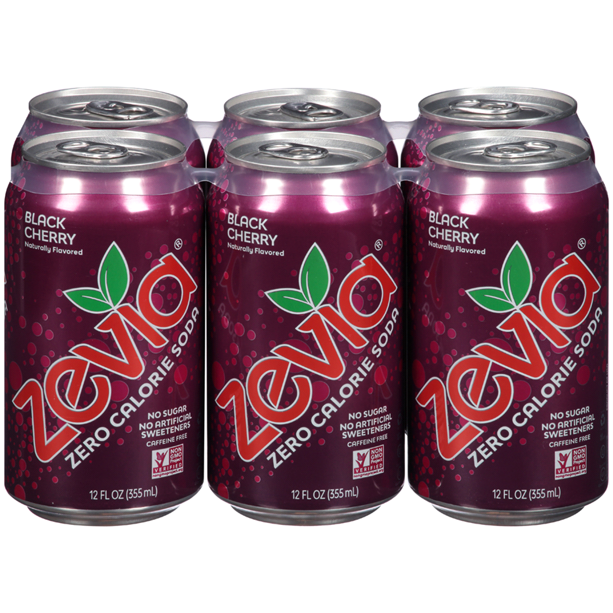 slide 1 of 8, Zevia Soda - Natural Diet Black Cherry, 6 ct; 12 oz
