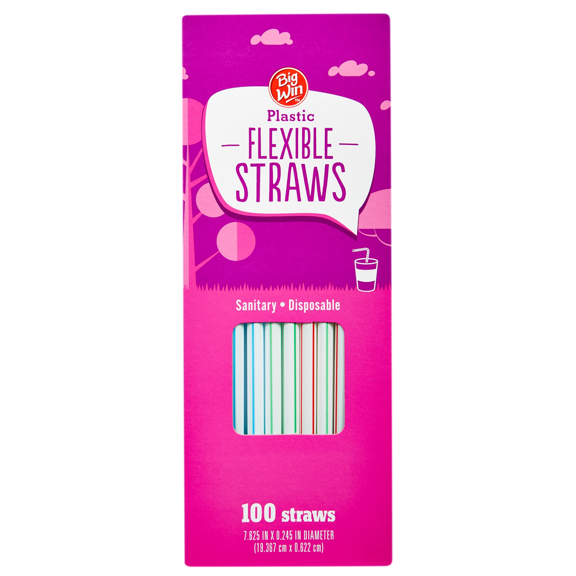 slide 1 of 2, Big Win Flexible Plastic Straws, 100 ct
