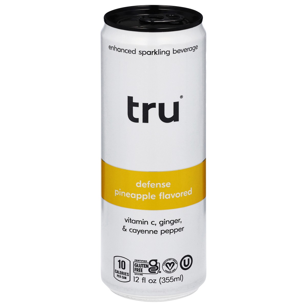 slide 1 of 9, Tru Defense Pineapple Flavored Enhanced Sparkling Beverage 12 fl oz, 12 fl oz