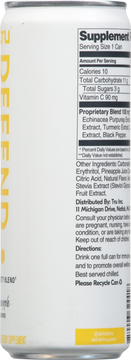 slide 3 of 9, Tru Defense Pineapple Flavored Enhanced Sparkling Beverage 12 fl oz, 12 fl oz