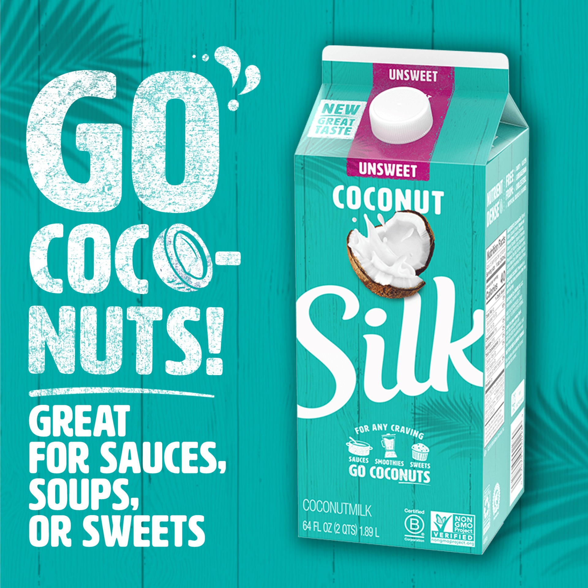 slide 5 of 7, Silk Unsweetened Coconut Milk, 64 fl oz