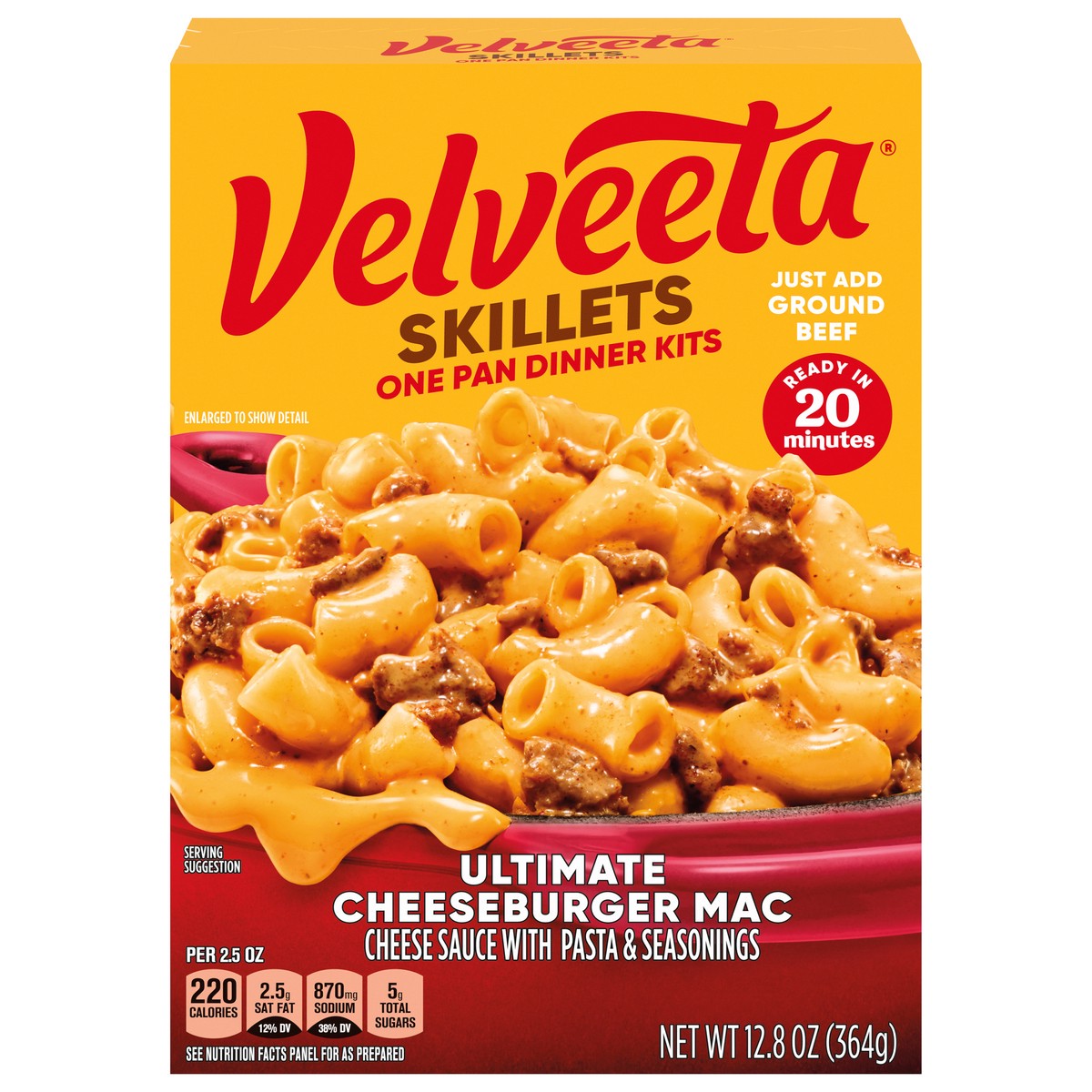 slide 1 of 9, Velveeta Skillets Ultimate Cheeseburger Mac One Pan Dinner Kits 12.8 oz, 12.8 oz