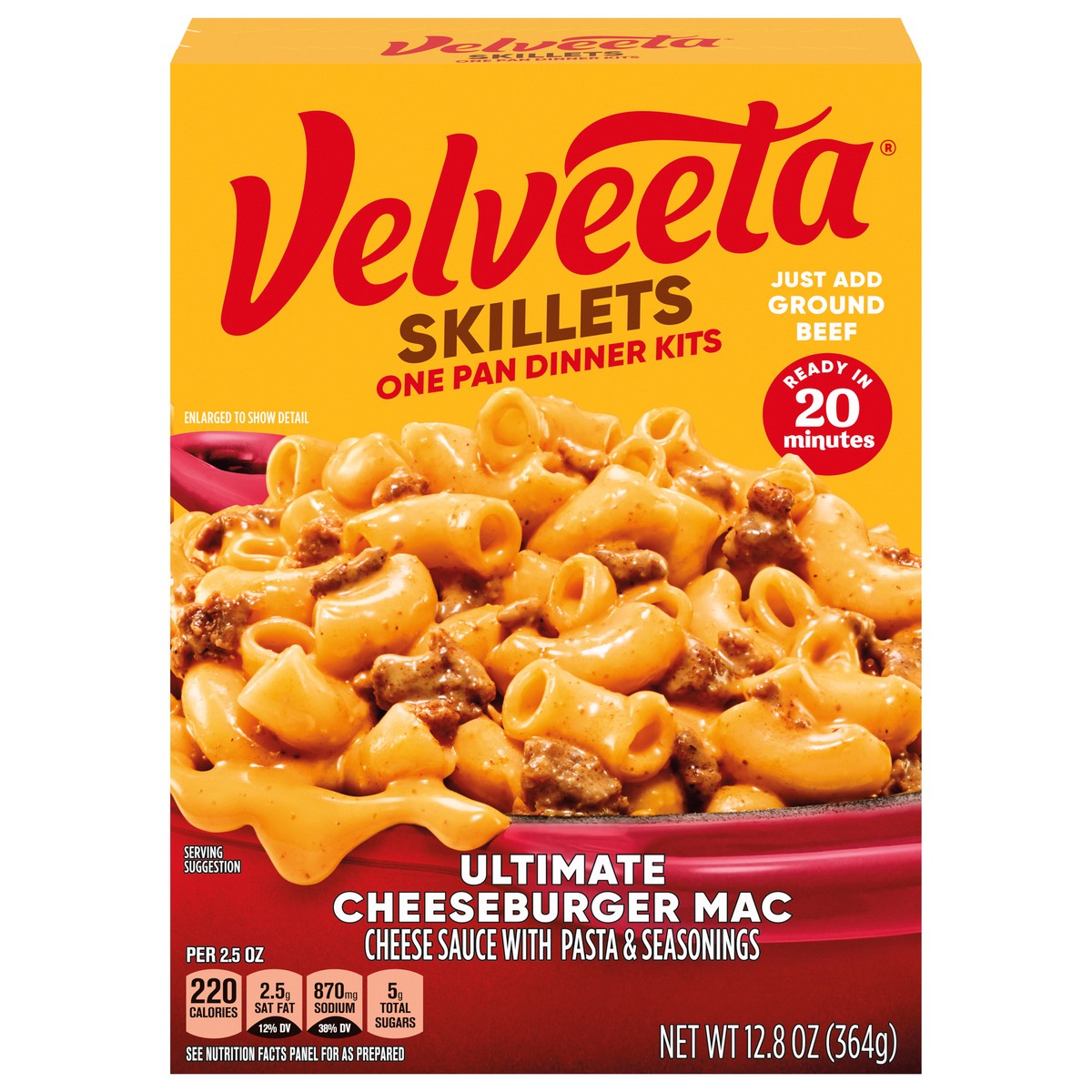 slide 1 of 9, Velveeta Skillets Ultimate Cheeseburger Mac, 12.86 oz