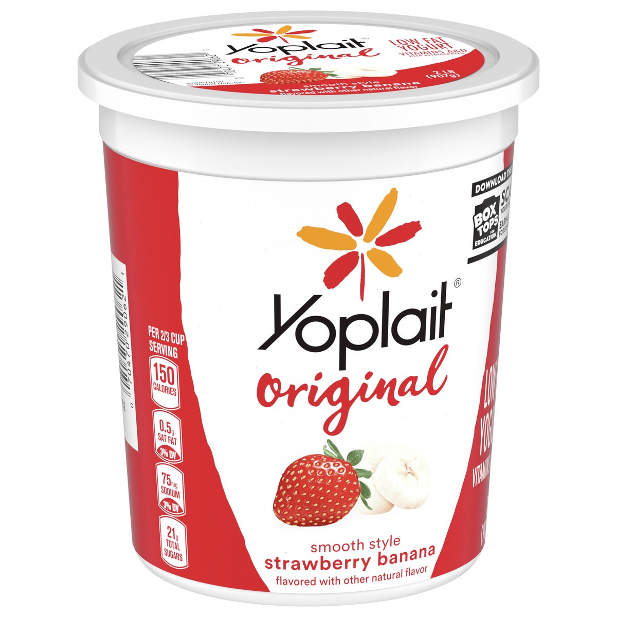 slide 8 of 9, Yoplait Original Smooth Style Strawberry Banana Flavored Low Fat Yogurt Tub, 32 oz, 2 lb
