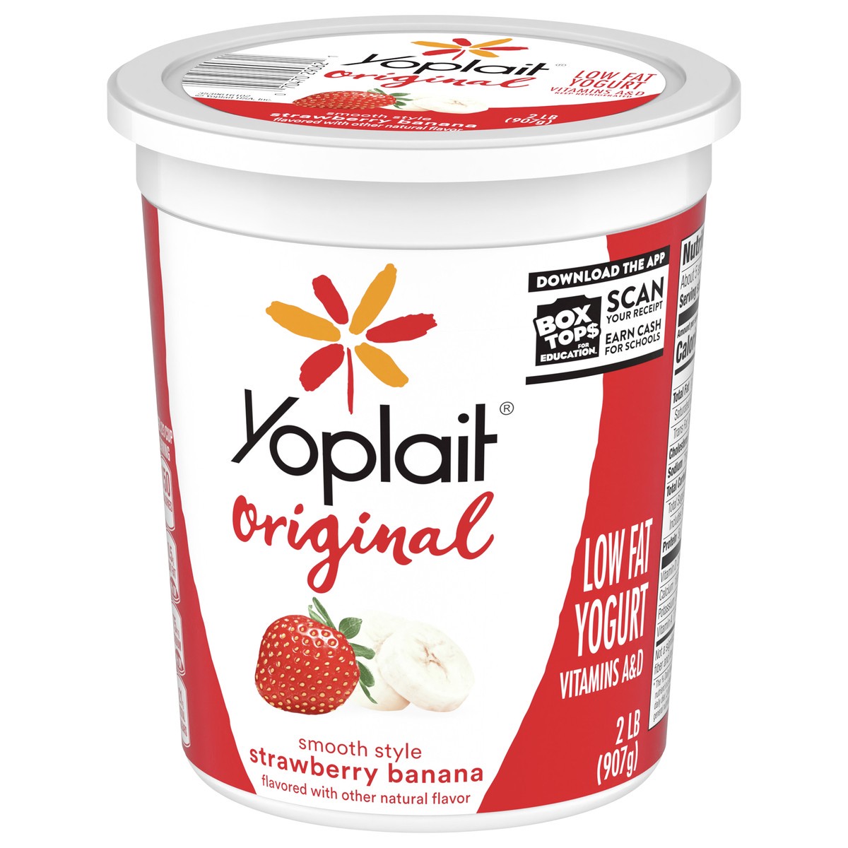 slide 9 of 9, Yoplait Original Smooth Style Strawberry Banana Flavored Low Fat Yogurt Tub, 32 oz, 2 lb