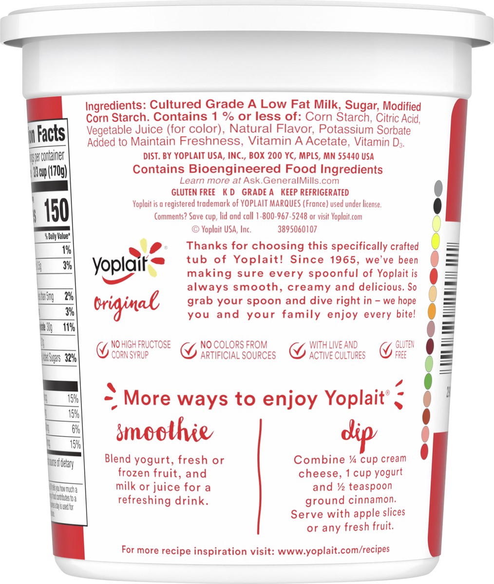 slide 6 of 9, Yoplait Original Smooth Style Strawberry Banana Flavored Low Fat Yogurt Tub, 32 oz, 2 lb