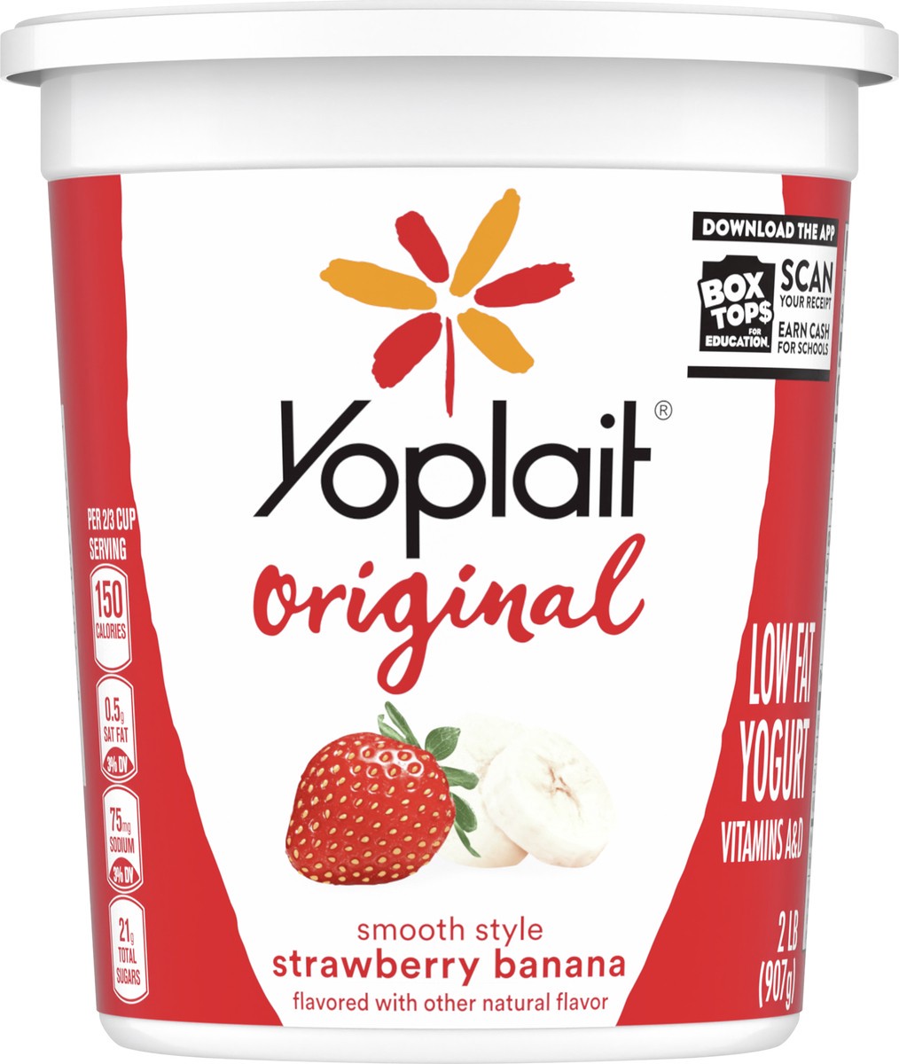 slide 5 of 9, Yoplait Original Smooth Style Strawberry Banana Flavored Low Fat Yogurt Tub, 32 oz, 2 lb