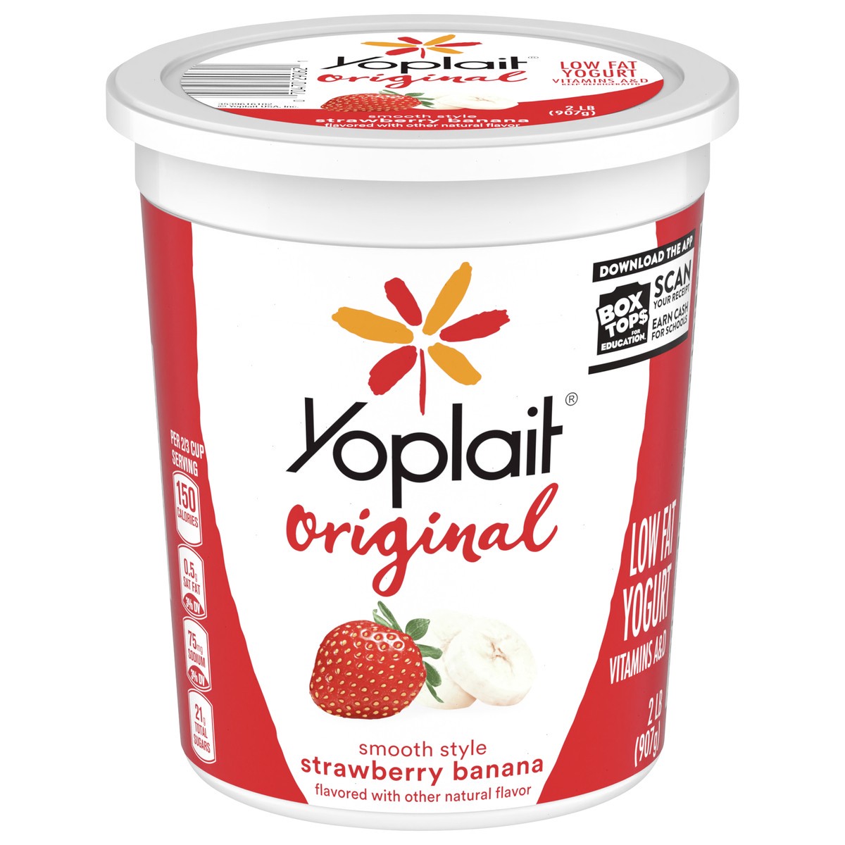 slide 1 of 9, Yoplait Original Smooth Style Strawberry Banana Flavored Low Fat Yogurt Tub, 32 oz, 2 lb
