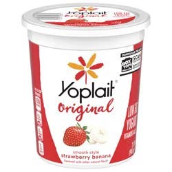 Yoplait Original Smooth Style Strawberry Banana Flavored Low Fat Yogurt Tub, 32 oz