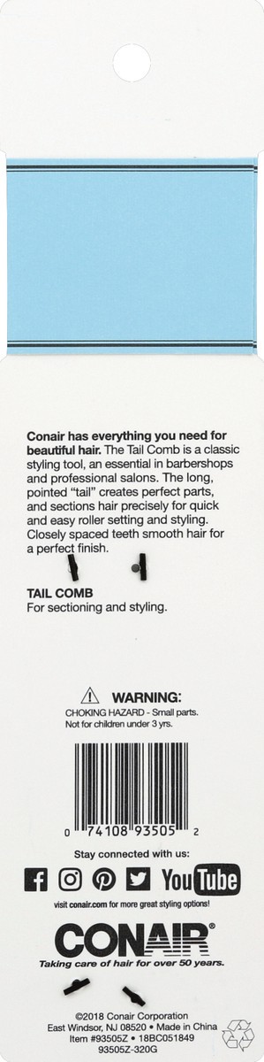 slide 3 of 8, Conair Rubber Tail Combs, 1 ct