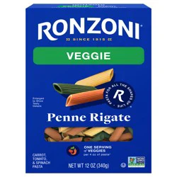 Ronzoni Garden Delight Penne Rigate, 12 oz, Non-GMO Tricolor Pasta