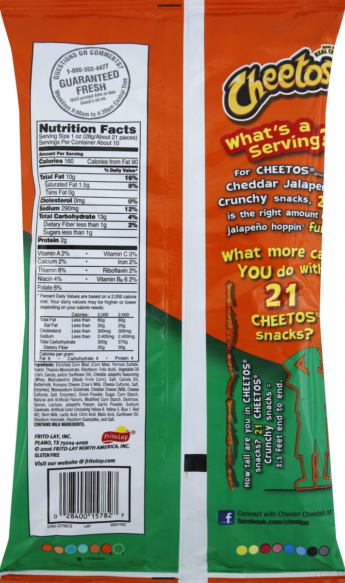 slide 6 of 6, Cheetos Cheese Flavored Snacks Crunchy Cheddar Jalapeno, 9.5 oz