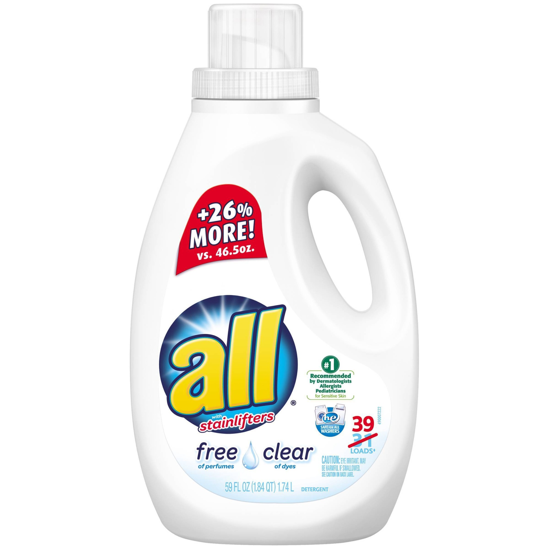 slide 1 of 1, All Free Clear Liquid Laundry Detergent, 59 fl oz