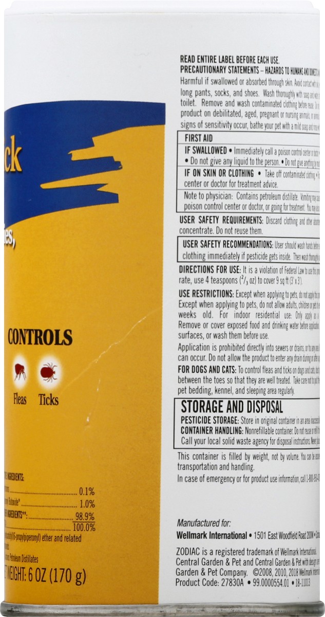 slide 12 of 12, Zodiac For Dogs Puppies Cats & Kittens Flea & Tick Powder 6 oz, 6 oz