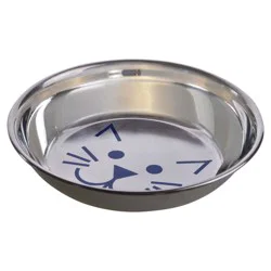 Stainless Steel Heavyweight Cat Dish with rubber bottom