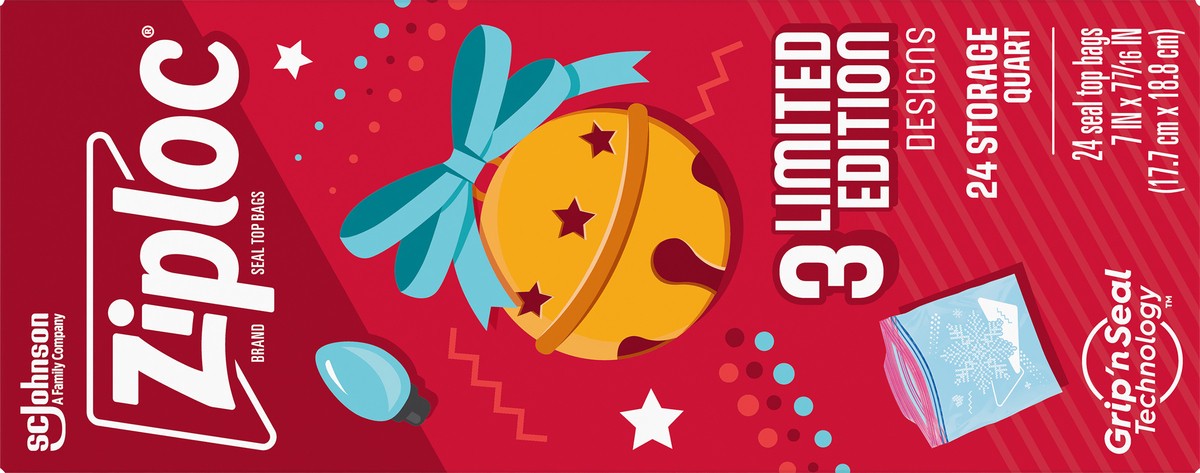 slide 4 of 11, Ziploc Quart Storage Seal Top Bags 24 ea, 24 ct