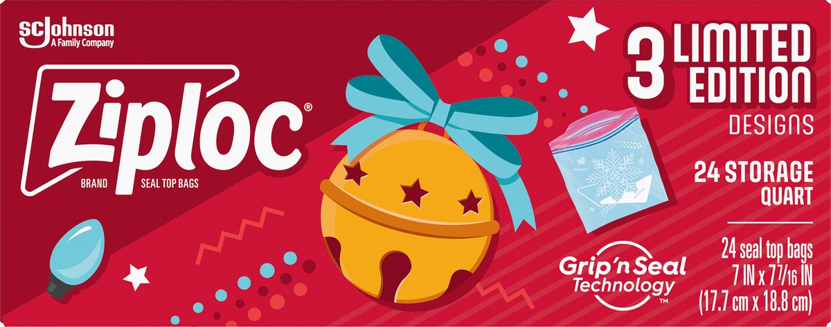 slide 6 of 11, Ziploc Quart Storage Seal Top Bags 24 ea, 24 ct