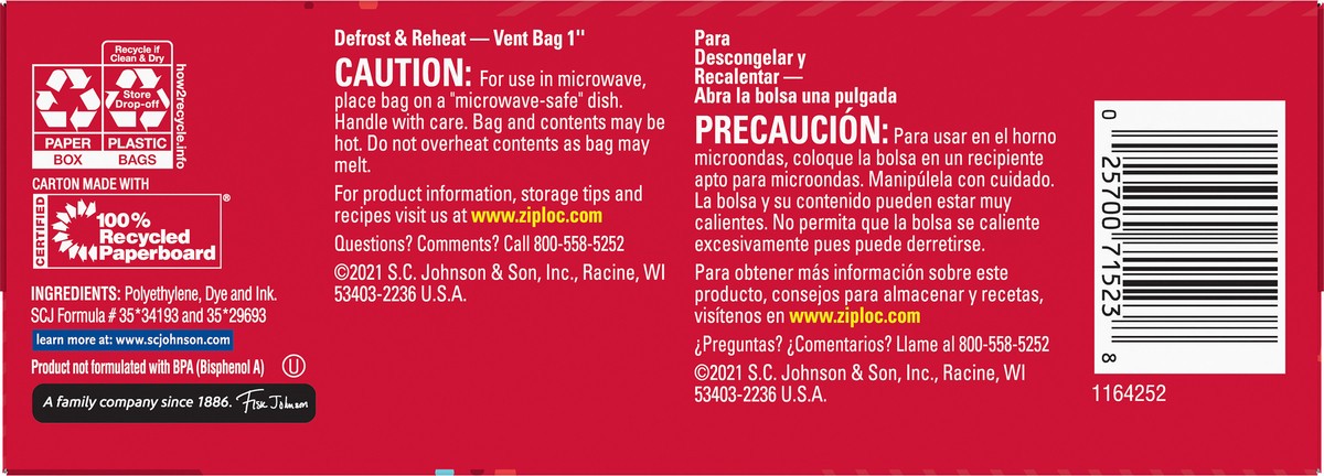 slide 9 of 11, Ziploc Quart Storage Seal Top Bags 24 ea, 24 ct