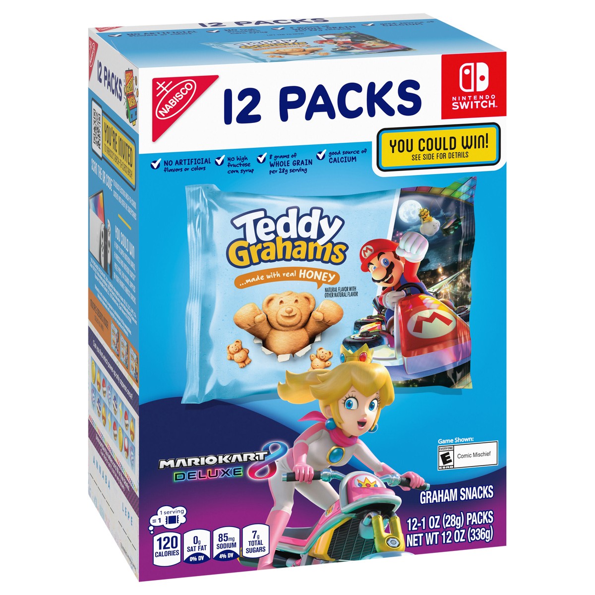 slide 3 of 9, TEDDY GRAHAMS Honey Graham Snacks, 12 Kids Snack Packs, 12 oz