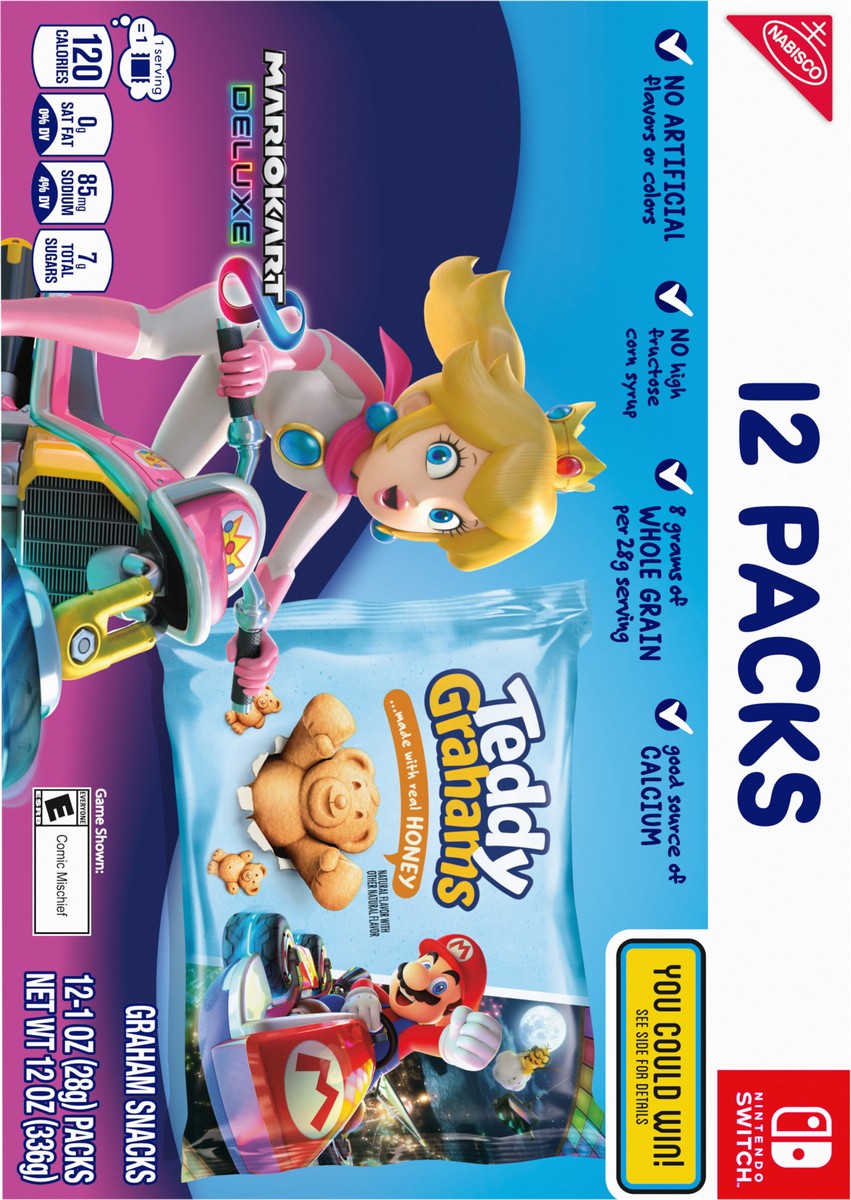 slide 6 of 9, TEDDY GRAHAMS Honey Graham Snacks, 12 Kids Snack Packs, 12 oz